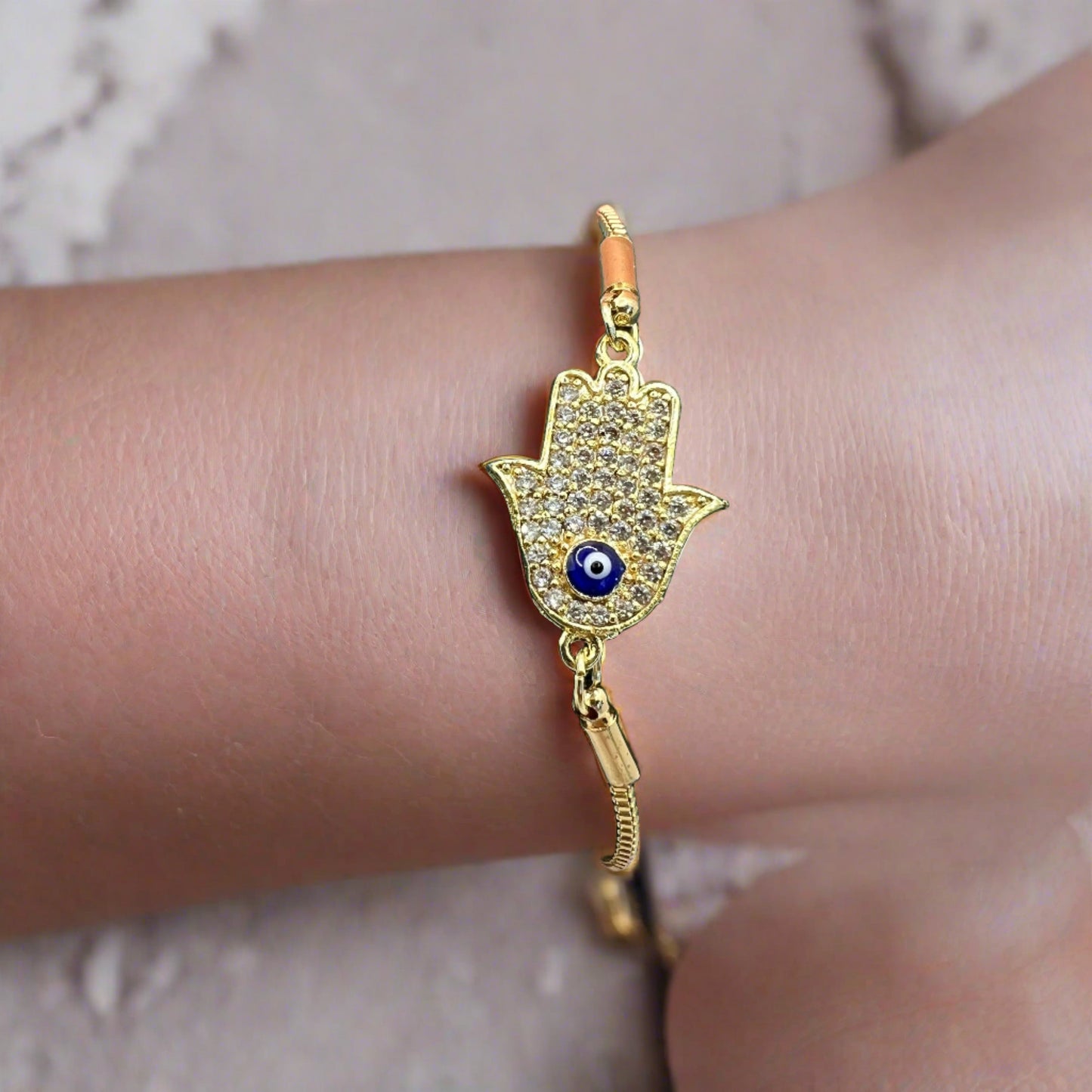 Hamsa adjustable gold bracelet