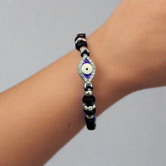 Evil eye black adjustable bracelet