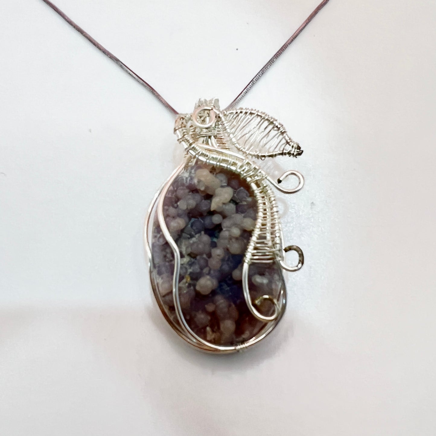 Grape agate silver necklace