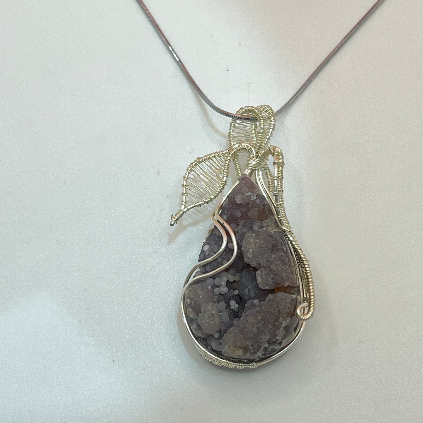 Grape agate silver necklace