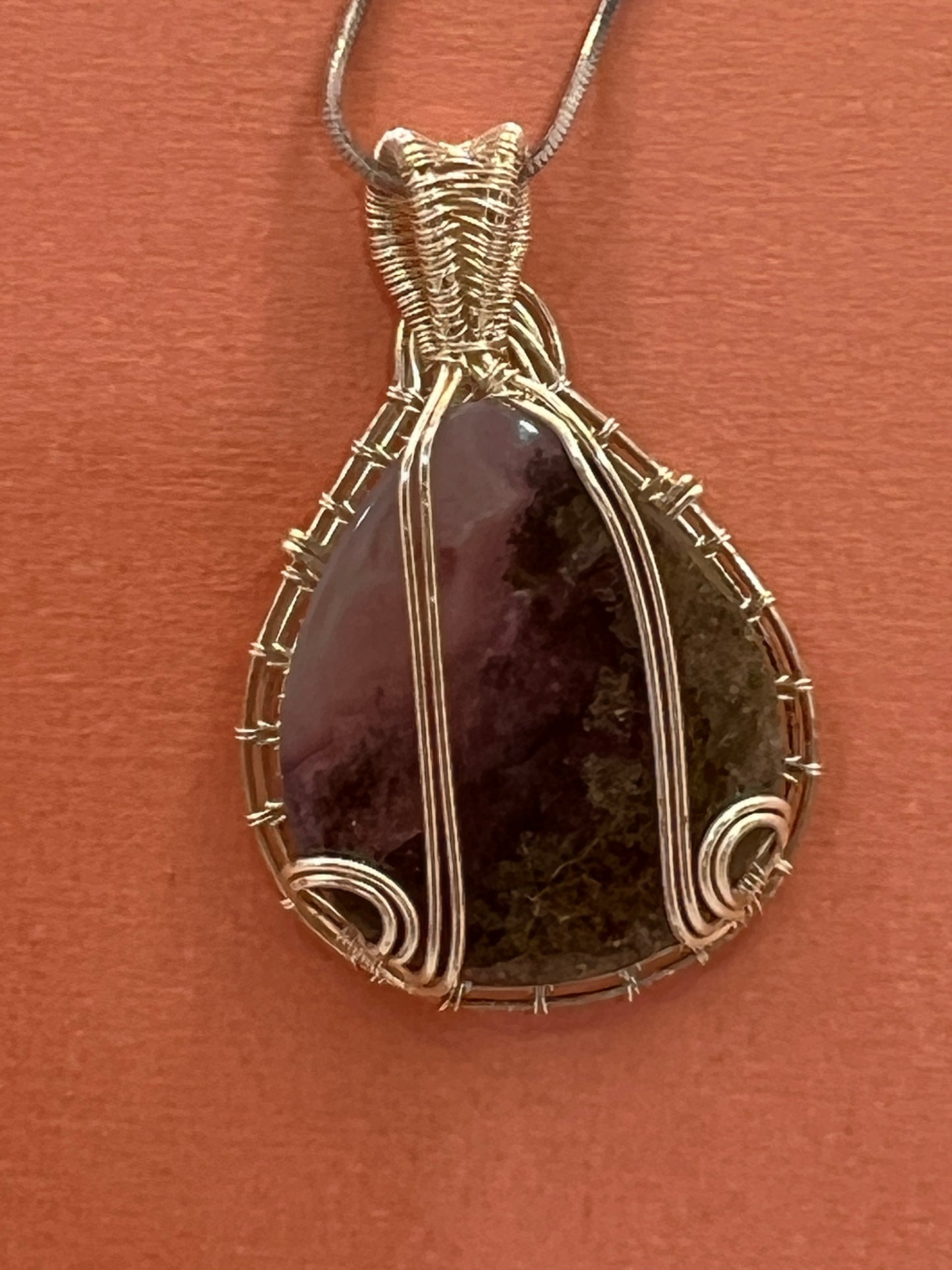 Purple Moss Agate silver necklace