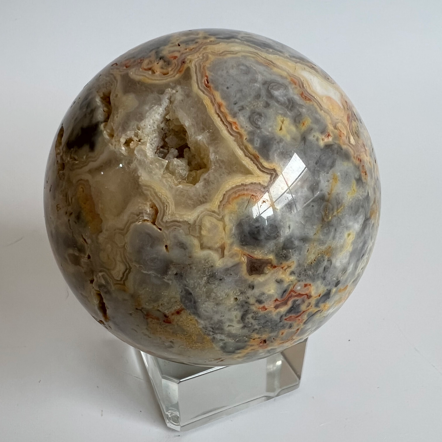 Crazy lace agate sphere