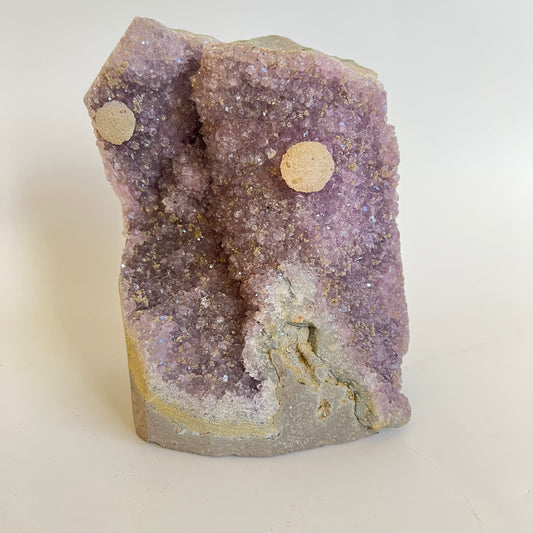 Rainbow Amethyst with Calcite cluster