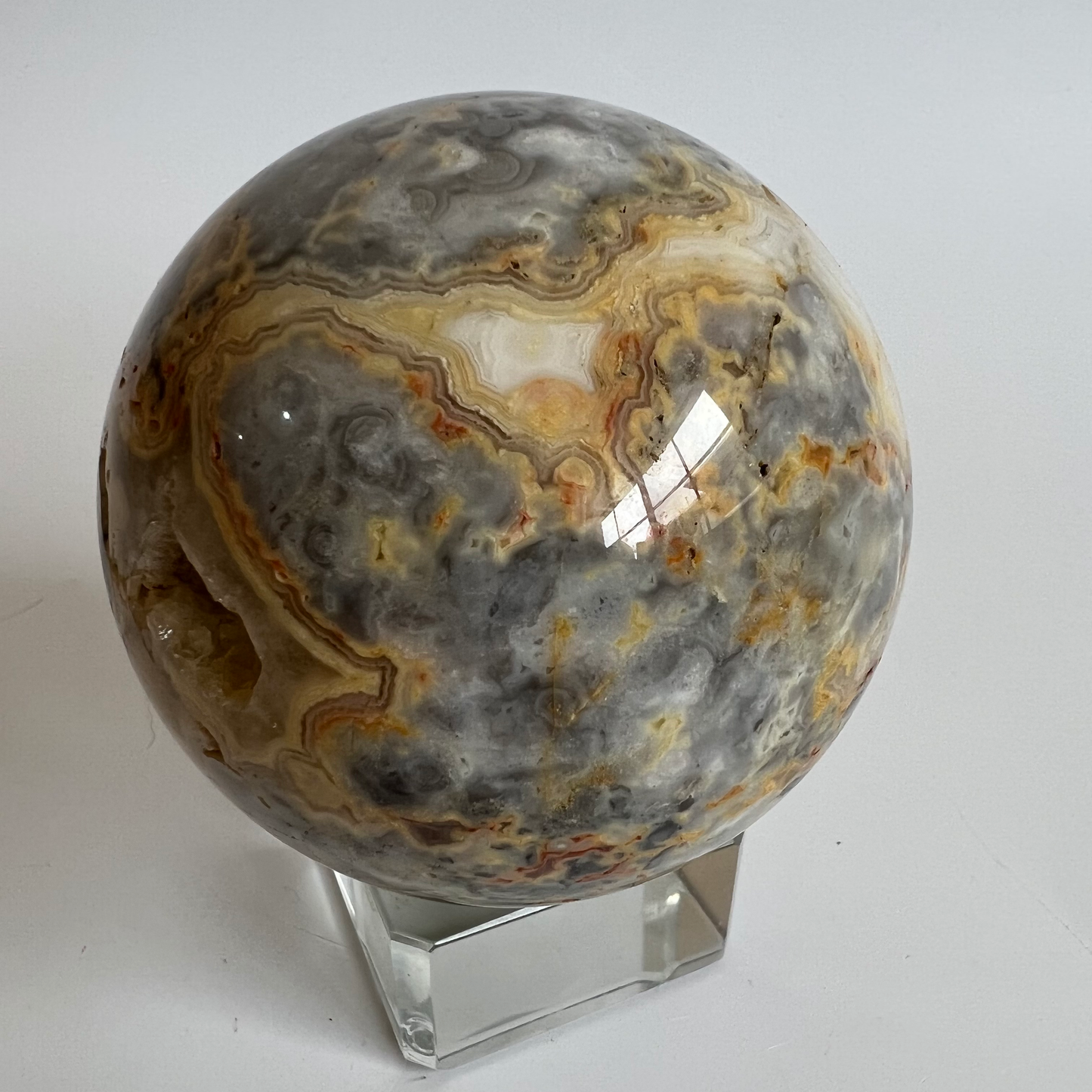 Crazy lace agate sphere